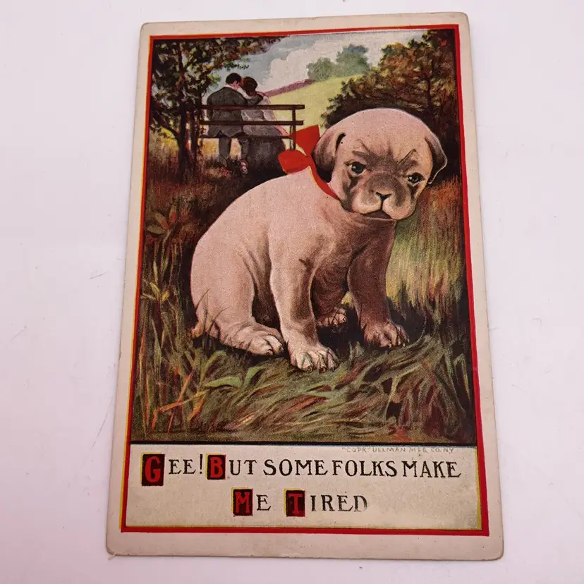 POW4 VTG Puppy Dog Postcard