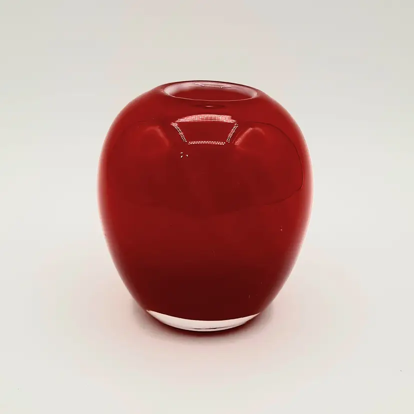 Cherry Red Cased Art Glass Vase