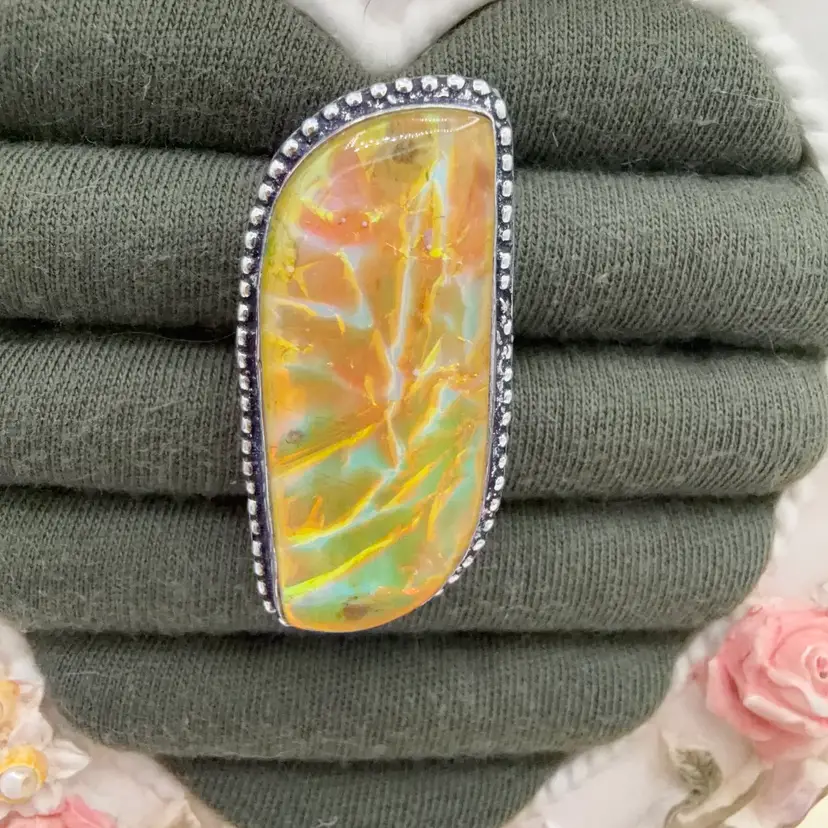 925 Australian Triplet Opal Ring Sz 7.5