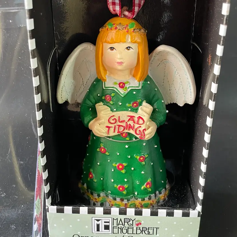Mary Engelbreit Glad Tidings Angel Christmas Ornament Original Box Vintage