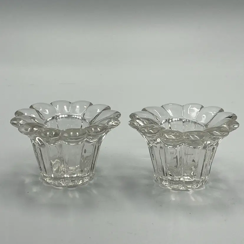 (2) Clear Flower Style Taper Holders