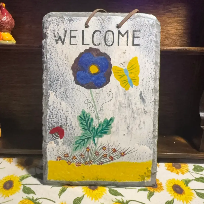 315. Hand Painted Slate Welcome Plaque