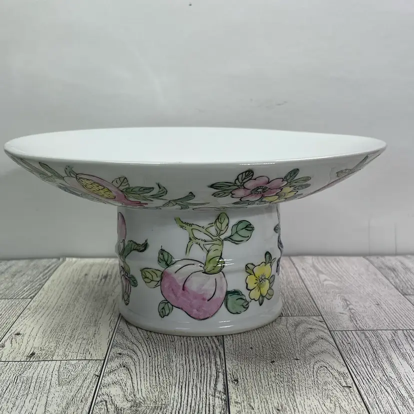 Vintage Porcelain Cake Plate With Fruit Motif