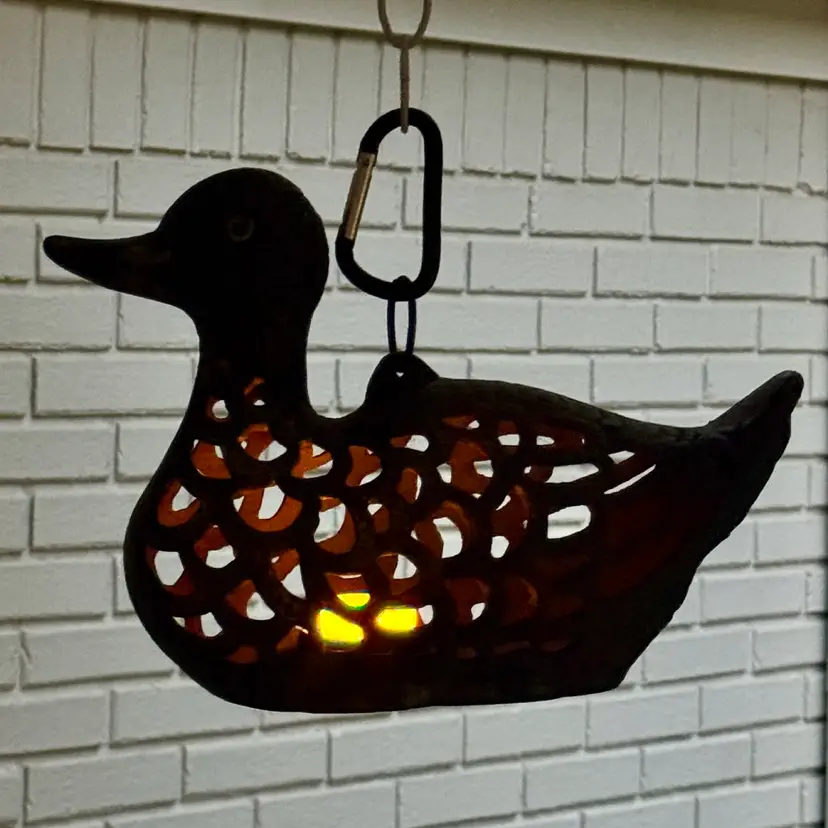 Cast Iron Duck Garden Lantern Openwork Design