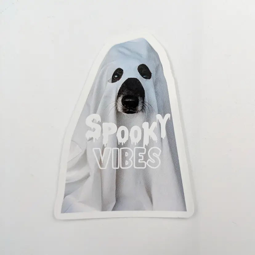 'Spooky Vibes' Ghost Dog Vinyl Sticker