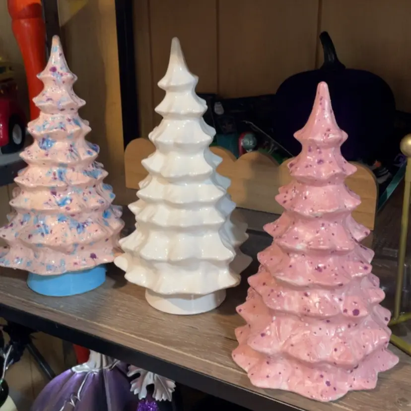 #02 - solid ceramic trees with stands 9.5” 1966 mold