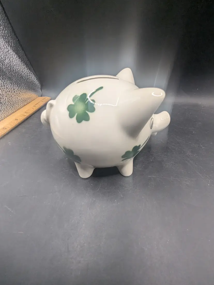 Vintage Goebel Pig Shamrock Piggy Bank No Key