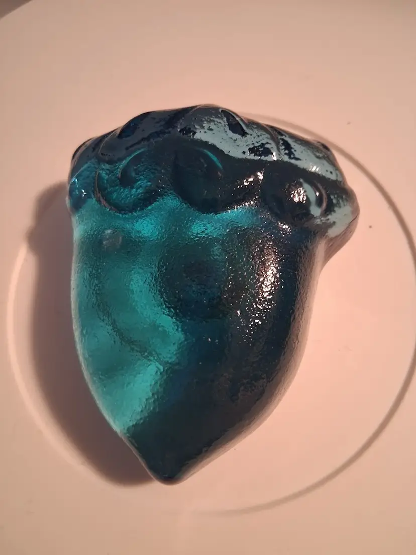Textured Blue Art Glass Acorn Paperweight