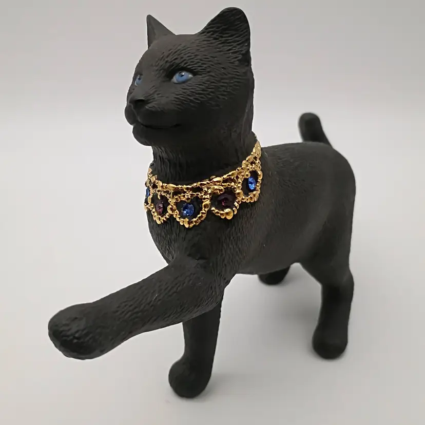 Lenox Jeweled Cat Collection ~ Matte Black Figurine ~ Paw in Air ~ Tail Curled