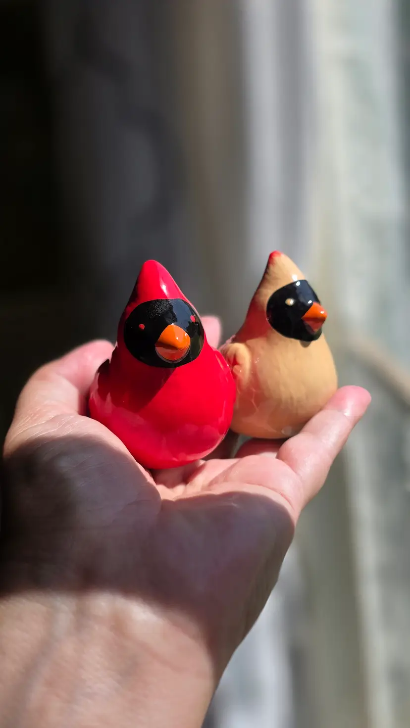 Hallmark Ceramic Cardinal Couple Salt and Pepper Shakers Set