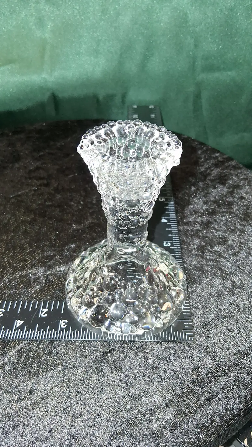Tiny Bubbles Crystal Clear Glass Candlestick Holders