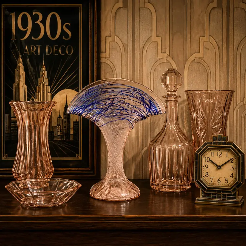 Vintage Bohemian Art Glass Fan Vase
