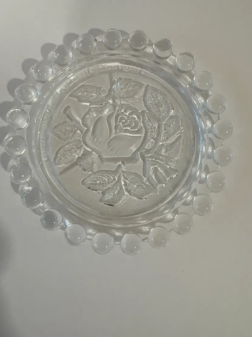 Vintage Rose Flower Design Clear Glass Coasters