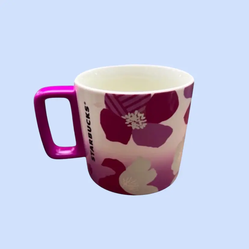 #162- Coffee Mug Cup Starbucks “Pink Fuchsia” Flower