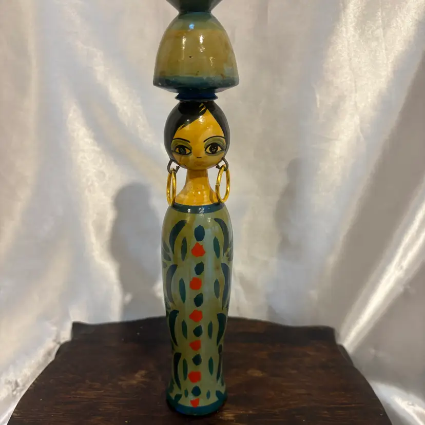 Hand painted Vintage kokeshi doll with earrings