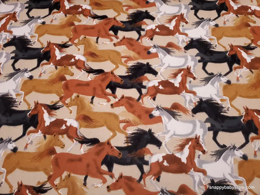 Horse Allover Wilderness Flannel Fabric Remnant - 100% Cotton - Choose Size - Soft Craft & Quilting Fabric
