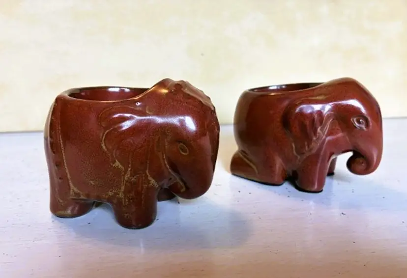 PartyLite Ceramic Elephants Tealight holders Pair NWOT