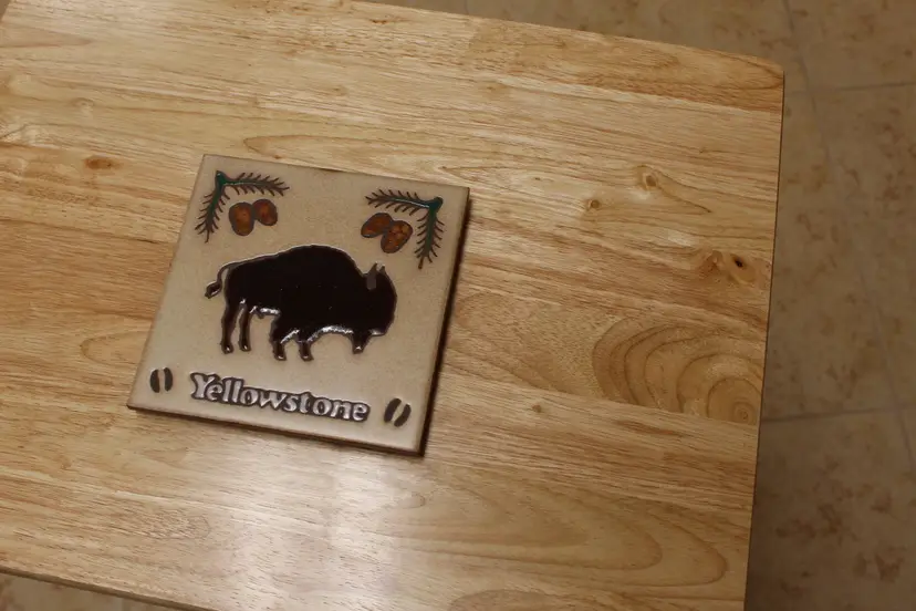 Vintage Yellowstone Buffalo Masterworks Handcrafted Art Tile