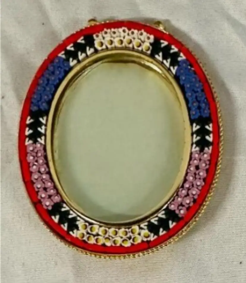 Italian Micro Mosaic Floral Oval Picture Frame