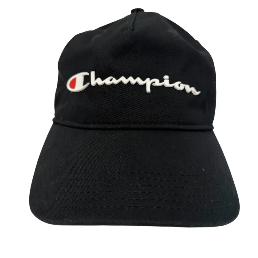 Champion Brand Ameritage Raised Script Black Unisex Cotton Adjustable Hat