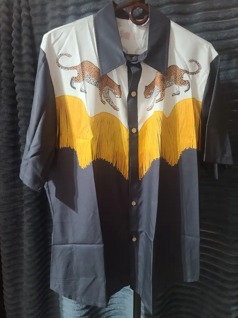 Large cheetah animal blouse