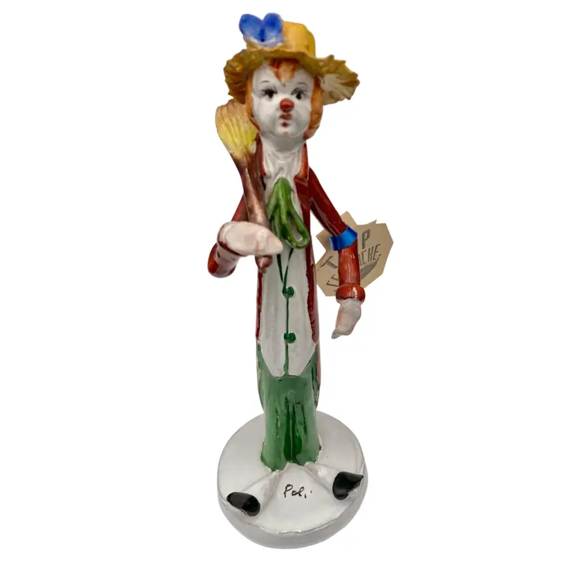 Vintage Poli Cesare for T P Ceramiche (Italy) Clown, Signed w/Tag, 8.4"