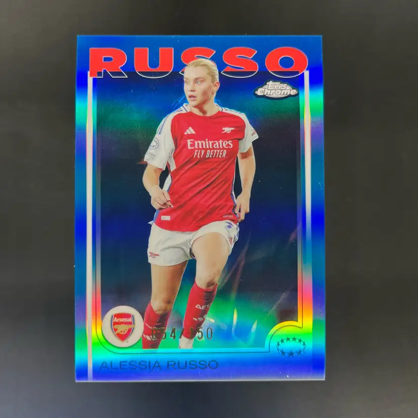 Alessia Russo 2024/25 Topps Chrome UWCL Blue /150 Arsenal Soccer Card