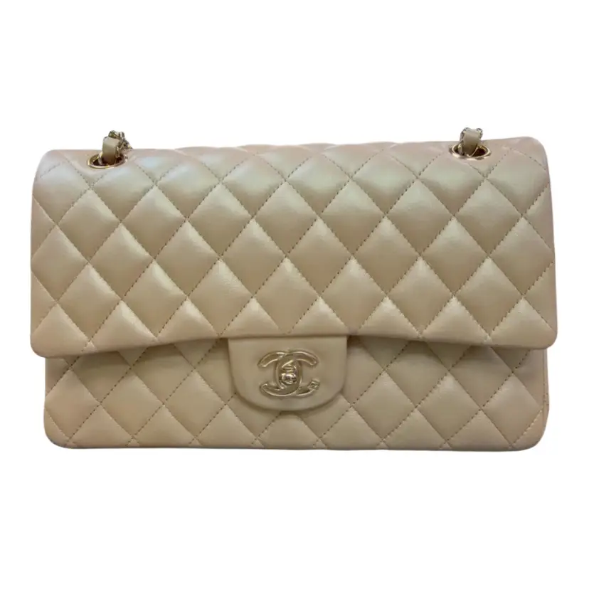 Chanel Beige Shimmer Medium Classic Flap