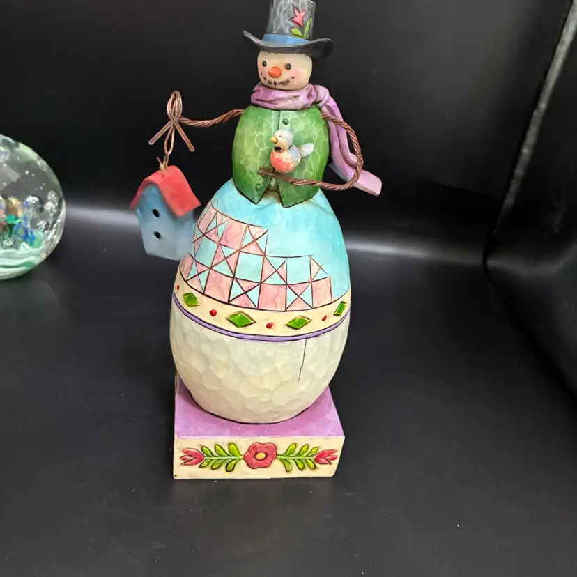 Jim Shore Heartwood Creek 2008 Snowman With Bird House,Warm and Cozy 7 Inches