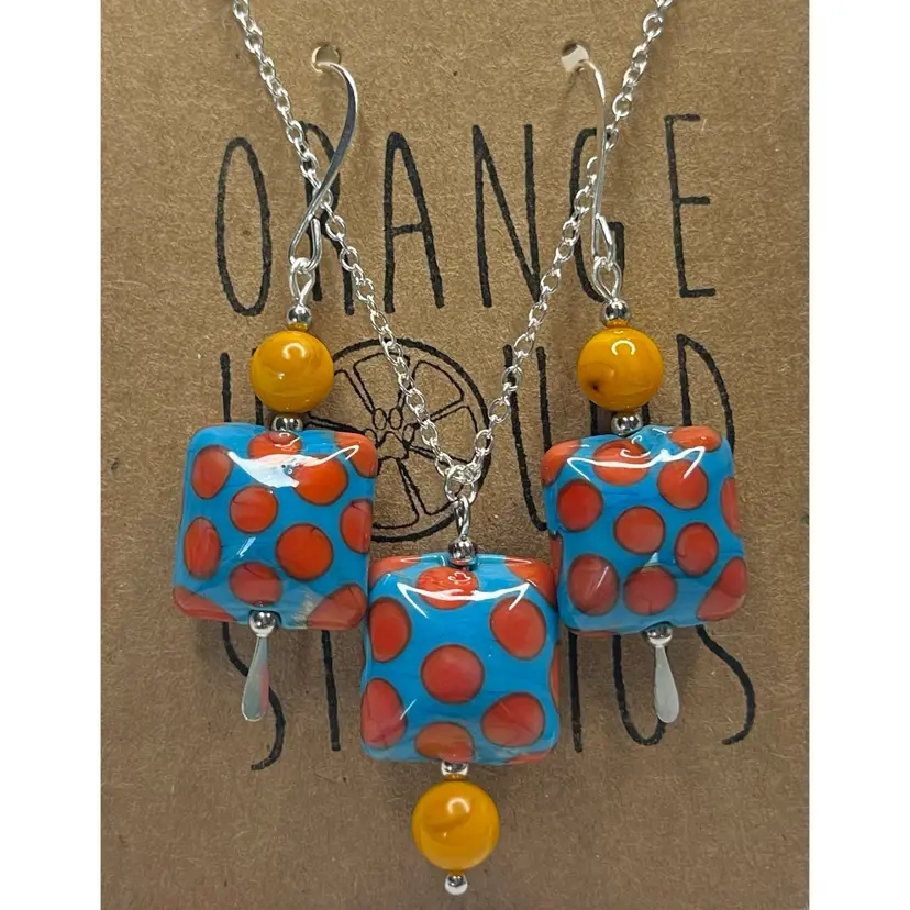 #9 Earring/Necklace Set - Handmade by Me -- Vintage Lampwork