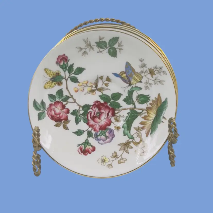 #036- 4pc Vintage Saucers Butterfly Bug By Wedgwood Fine China “Charnwood” Pattern 1951-1987