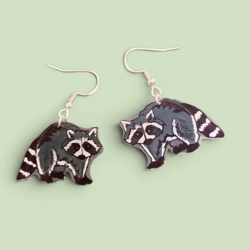Handmade Raccoons Earrings