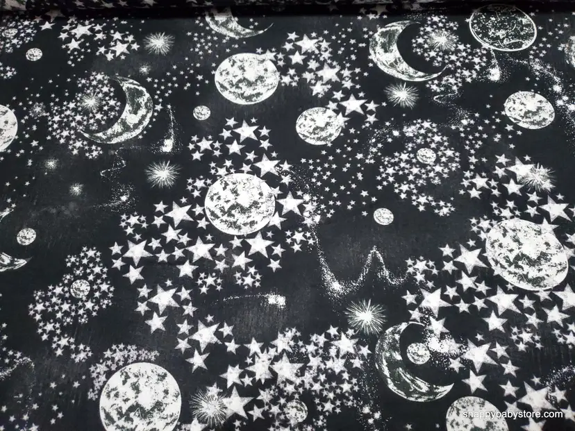 Late Night Galaxy Flannel Fabric Remnant - 100% Cotton - Choose Size - Soft Craft & Quilting Fabric