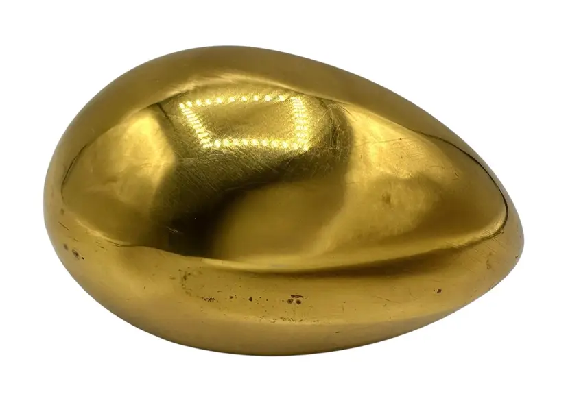 Vintage Gatco Korea Solid Brass Egg Shaped Paperweight Gold Tone Heavy 1.35lbs