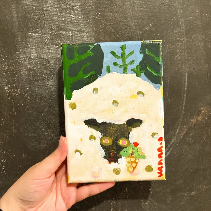 Cherry on Top - Acrylic On Canvas 5”x7”
