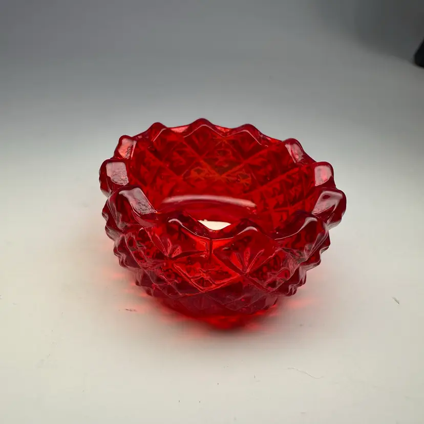 Red Cut Crystal Salt Cellar