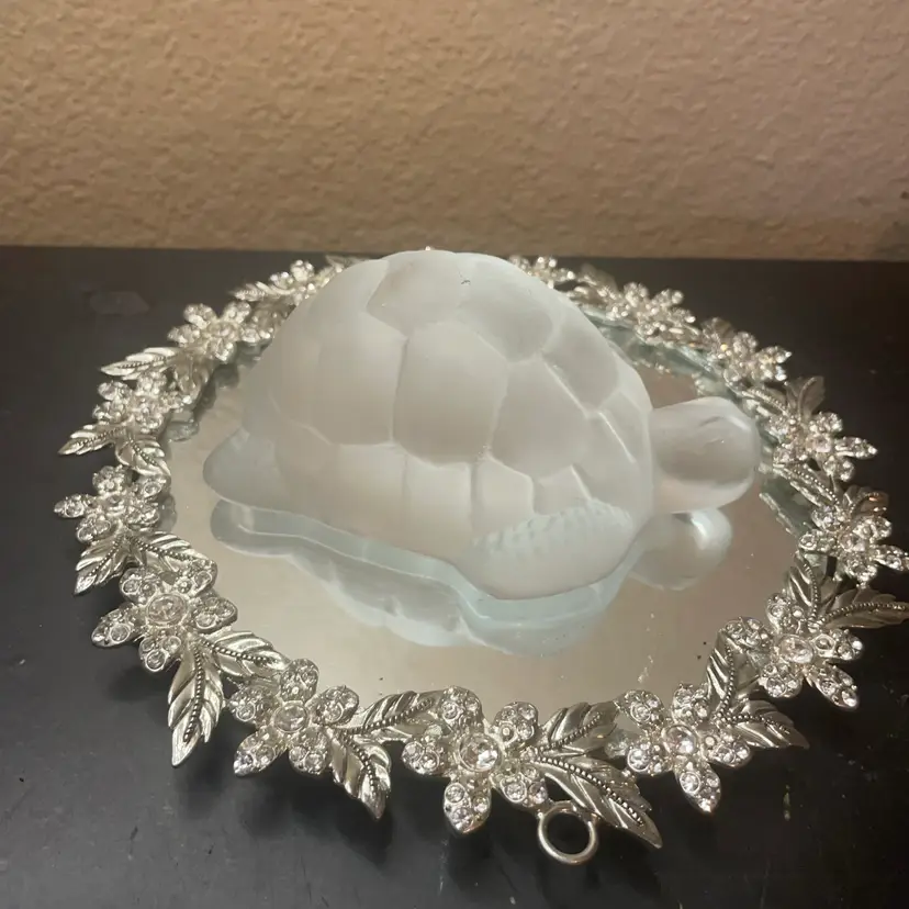Signed Frosted Art Glass 5” Turtle Figurine