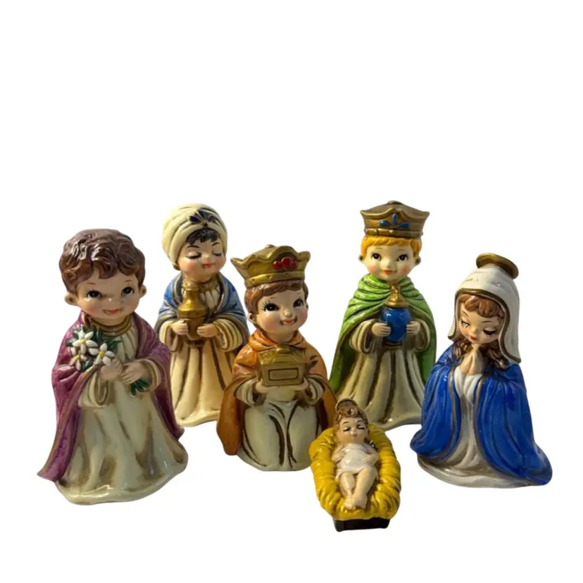 6 Vintage Josef Originals Nativity Figurines Chalkware Japan  
Range From 1-1/2” - 6” T