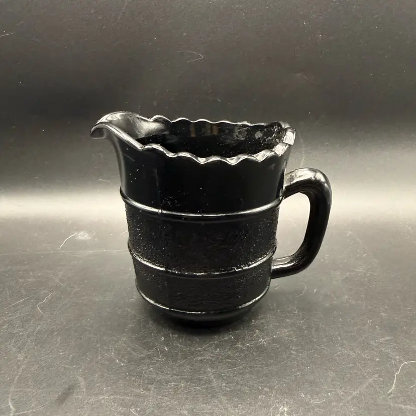 Vintage Black Amethyst Pressed Glass Creamer