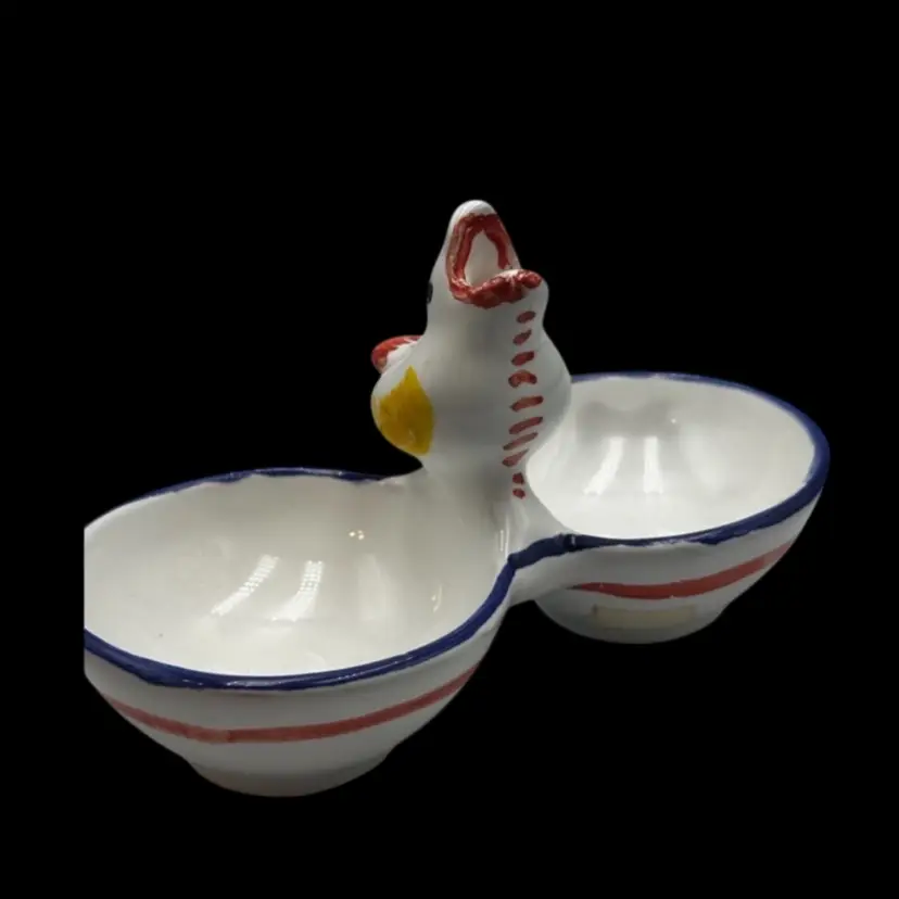 005 Hand-painted Italian ceramic bird-shaped double relish dish