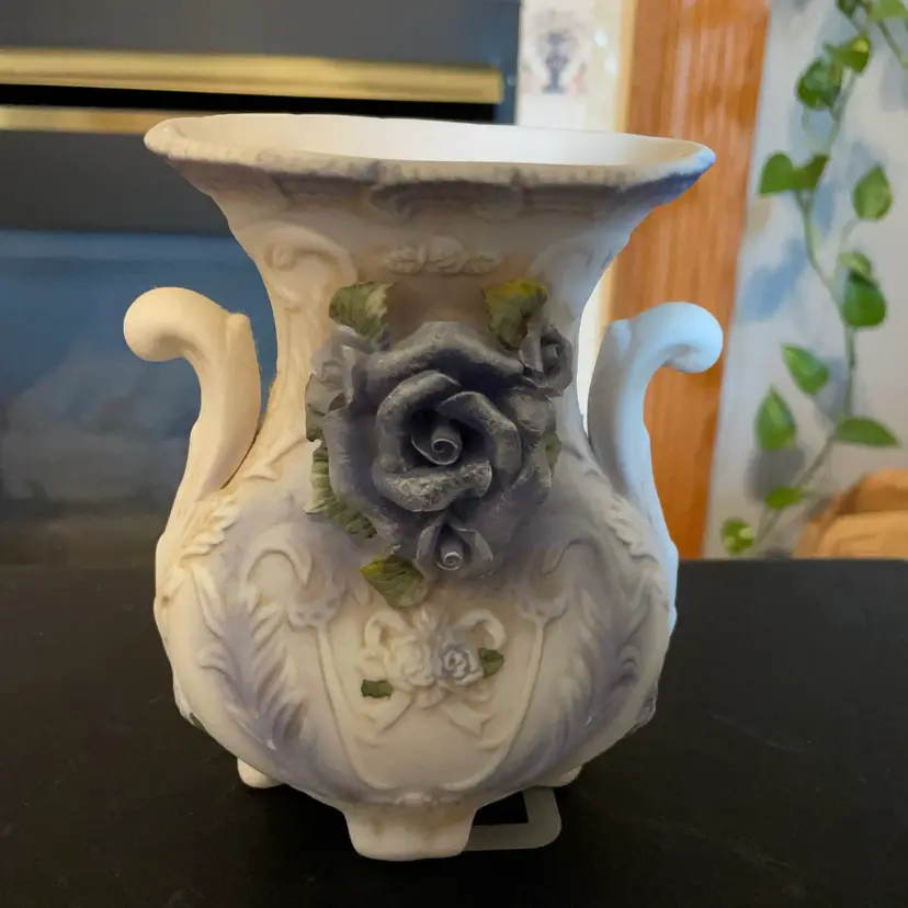 Porcelain Vase With Rose Appliqué
