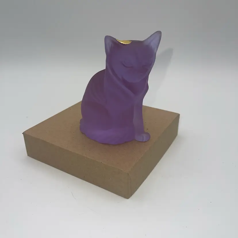 Cesare Toso Murano Venezia Italy Frosted Glass Lavender Persian Cat Cesare Toso