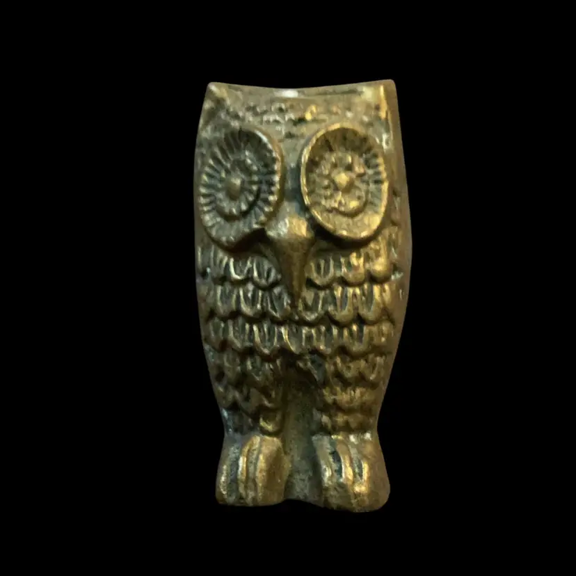 Vintage Solid Brass Owl Figurine 2.75 Inches