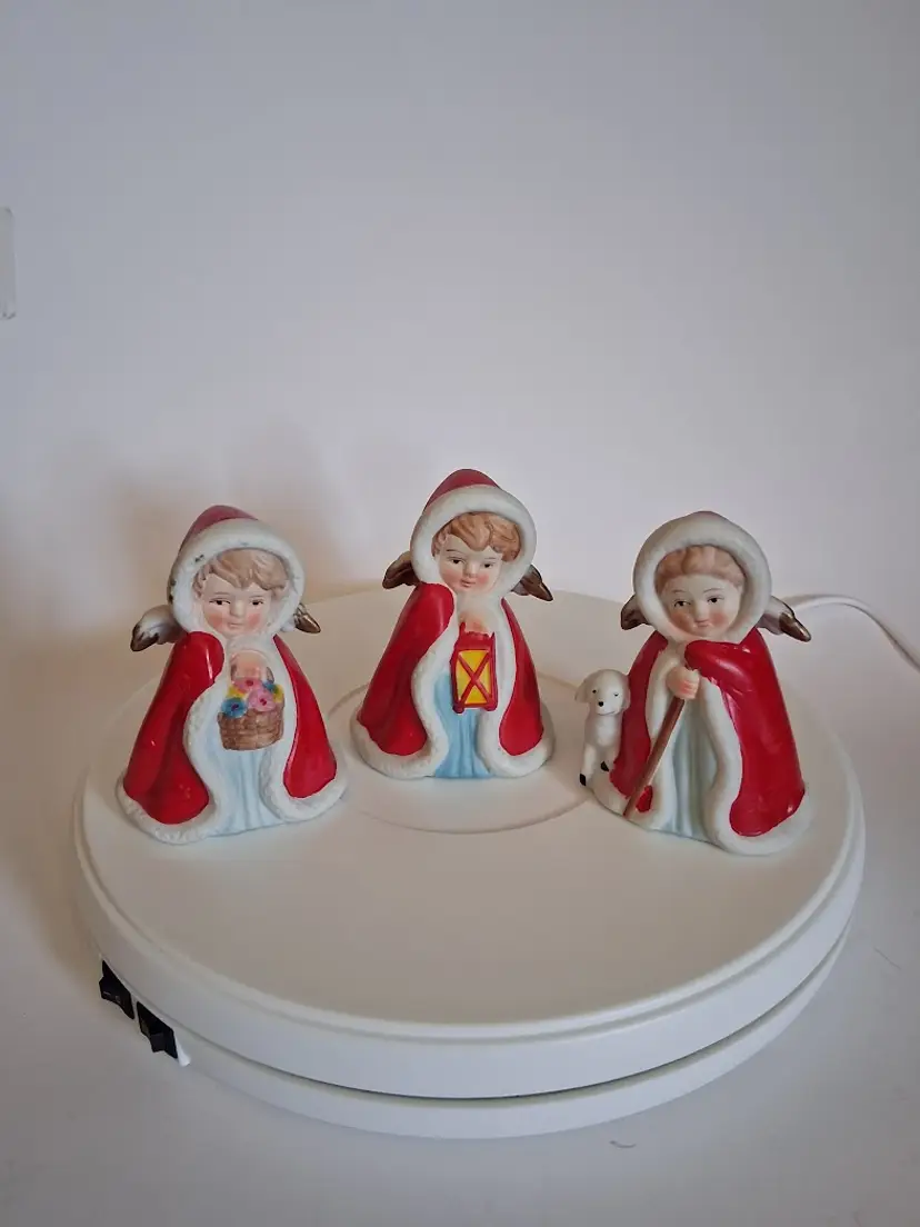 Set of 3 Vintage Lego Taiwan Ceramic Christmas Angel Bells