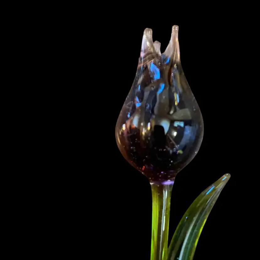 #19- Just In From Ukraine 9 Inch Hand Blown Glass Flowers As Pictured