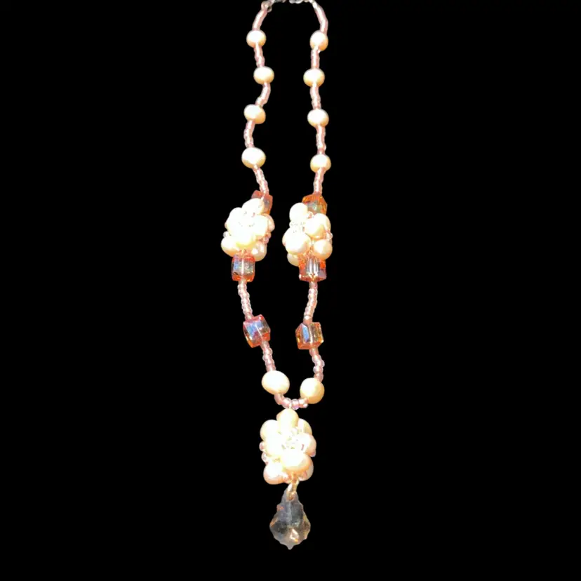 16” Faux Pearl And Glass Necklace!