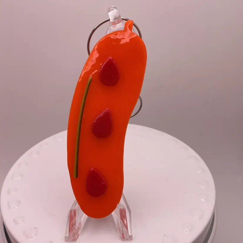 Made by Me! Fused Glass Blood Drops  “In a Pickle" Ornament 3.25” Handcrafted Studio Art