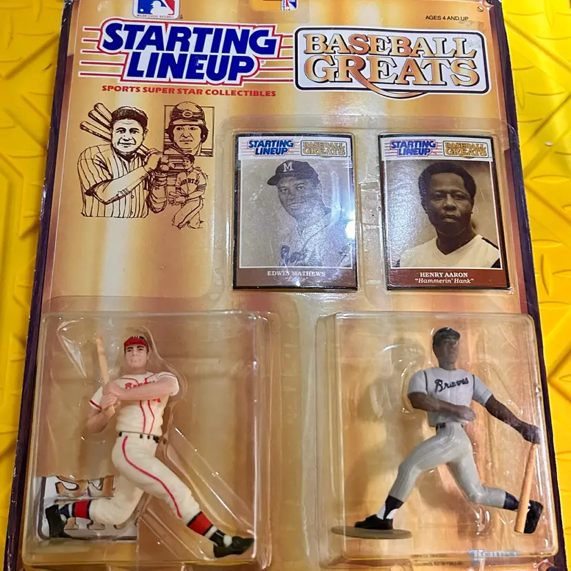1989 Kenner Starting Lineup BASEBALL GREATS EDDIE MATTHEWS / HANK AARON BRAVES