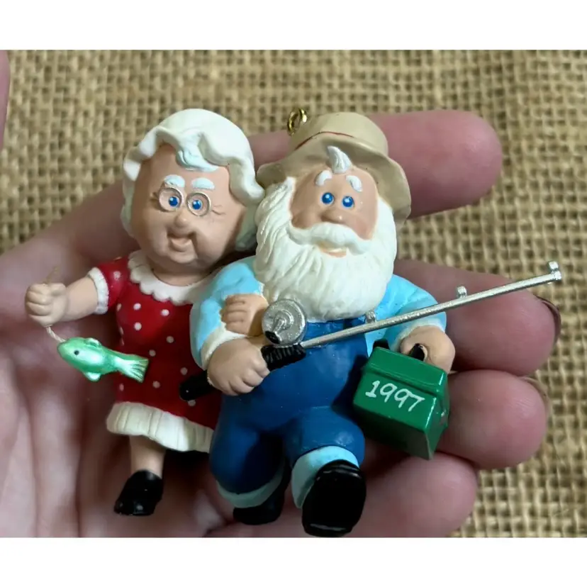 Vintage Hallmark Clauses On Vacation Fishing Christmas Ornament Santa Claus