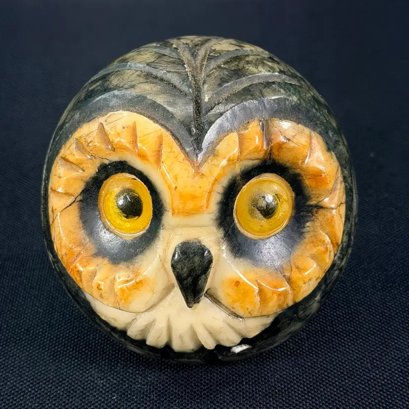 Carved Alabaster Owl Paperweight